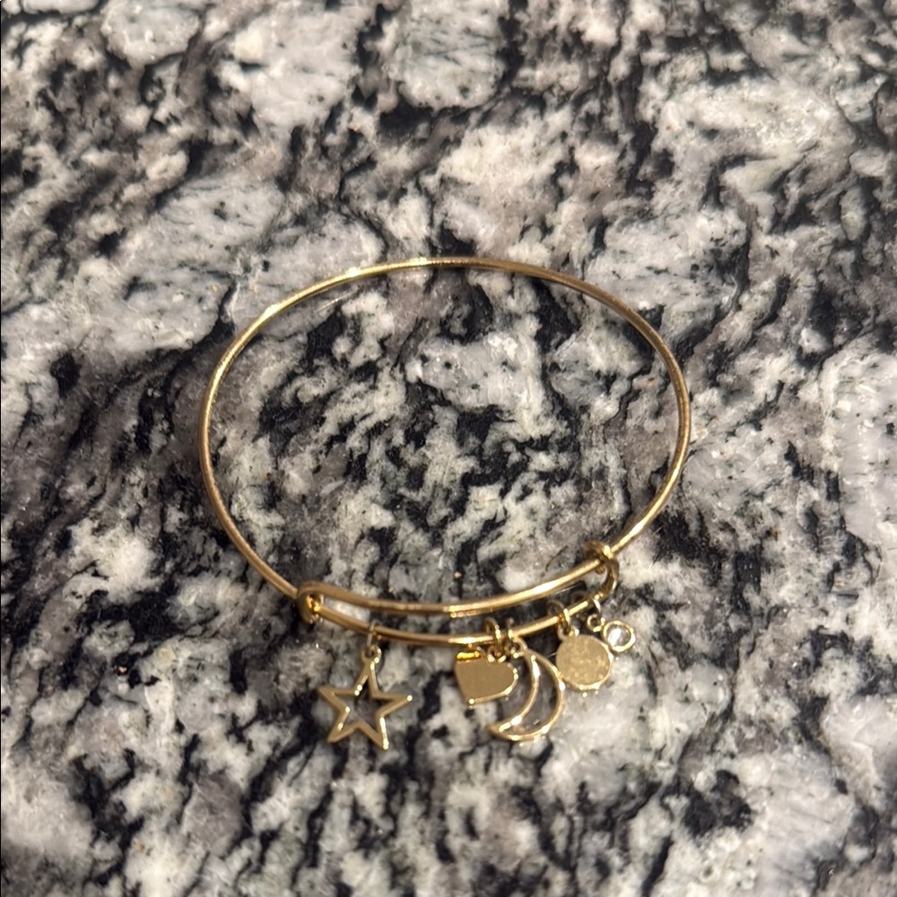 Gold Adjustable Charm Bracelet with Polished Finish